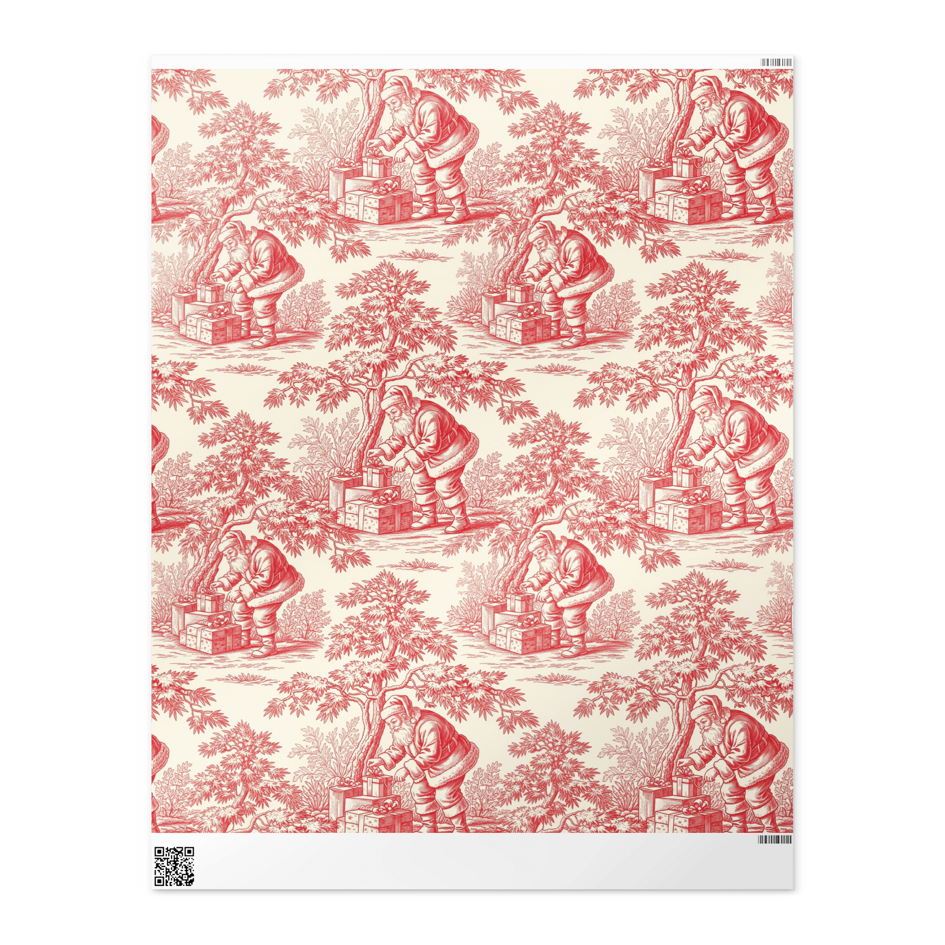Vintage Kris Kringle Red toile chinoiserie Christmas Wrapping Paper product image (2)