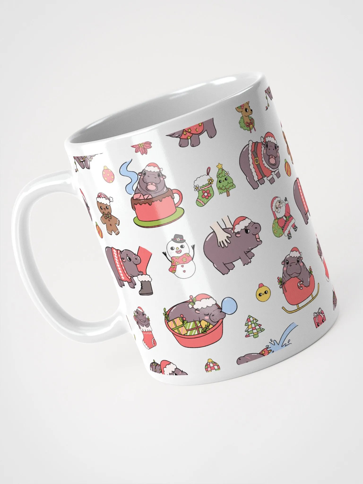 MOODENG'S CHRISTMAS WHITE GLOSSY MUG! product image (4)