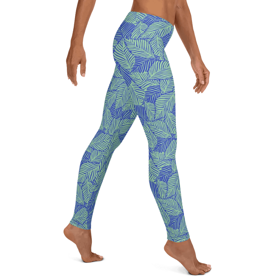 Leggings in light green and blue leafy designs for those who like natures inpired product image (5)
