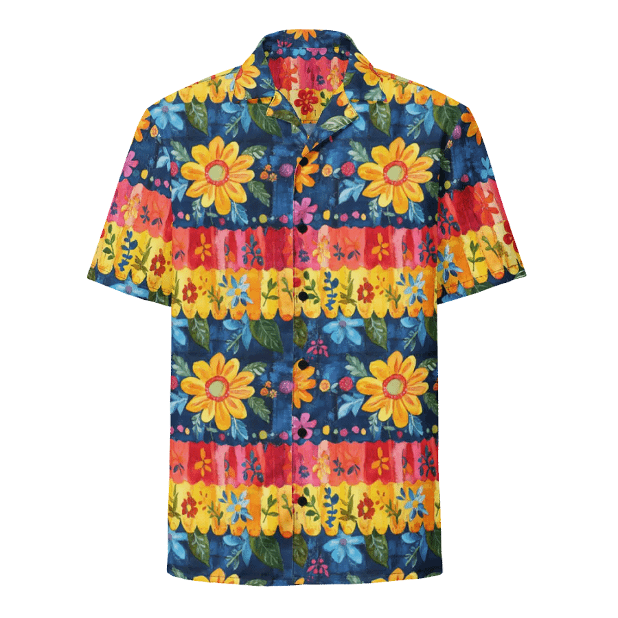 Mexican Folk Art Floral Pattern-Seamless Textured Stripe Hawaiian Shirt product image (1)