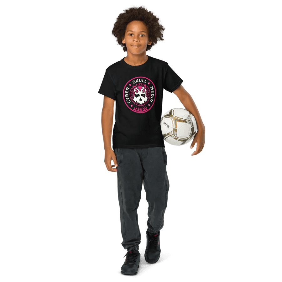 Youth Cyber Skull Media Logo Tee | Pink product image (8)