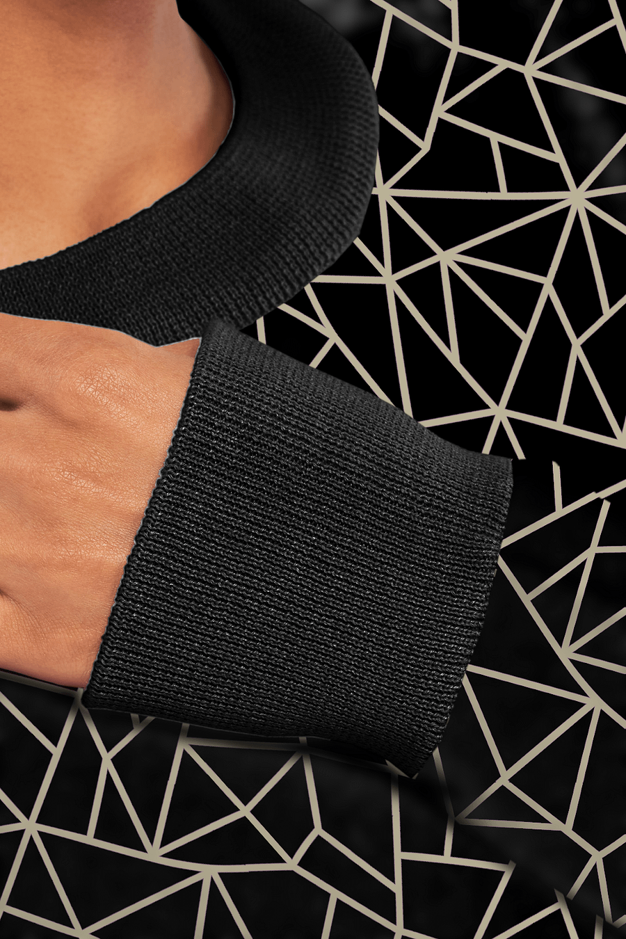 Beige Black Geometric Pattern Sweater product image (11)