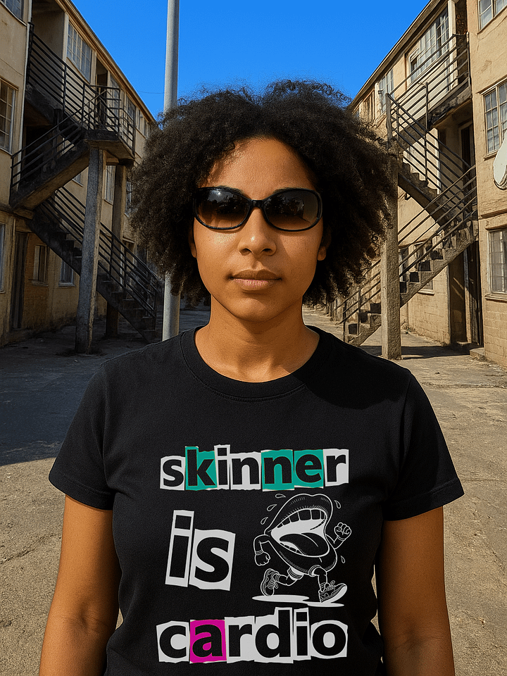 Skinner Is Cardio – Funny Cape Flats Slang Graphic Tee (Unisex, Black/Navy) product image (2)
