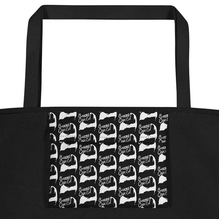 BRN.2C.C.™ | Large Tote Bag with Pocket | Coastal Classic | All-Over Logo Print | White Logo on Black product image (2)