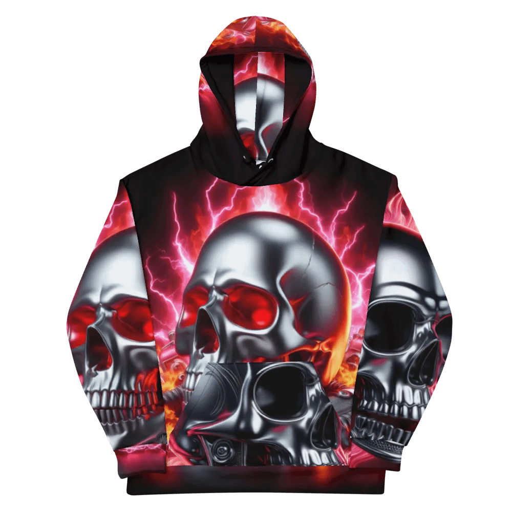 Silver All-Over Print - Unisex Skull Hoodie #13 product image (11)