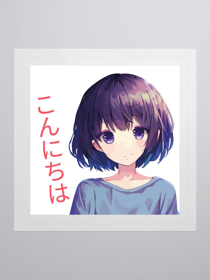 Cute Anime Girl Sticker - Japanese Konnichiwa Aesthetic Waterproof Decal product image (3)
