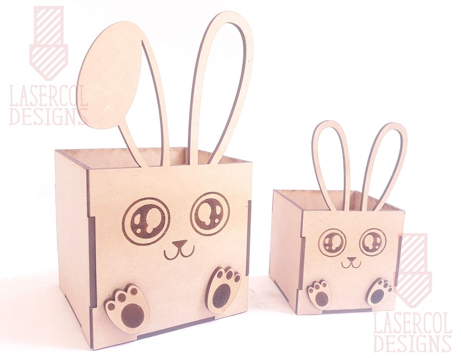 Easter Bunny Basket (Two Sizes, Two ear Styles) - Laser Cut Files product image (7)