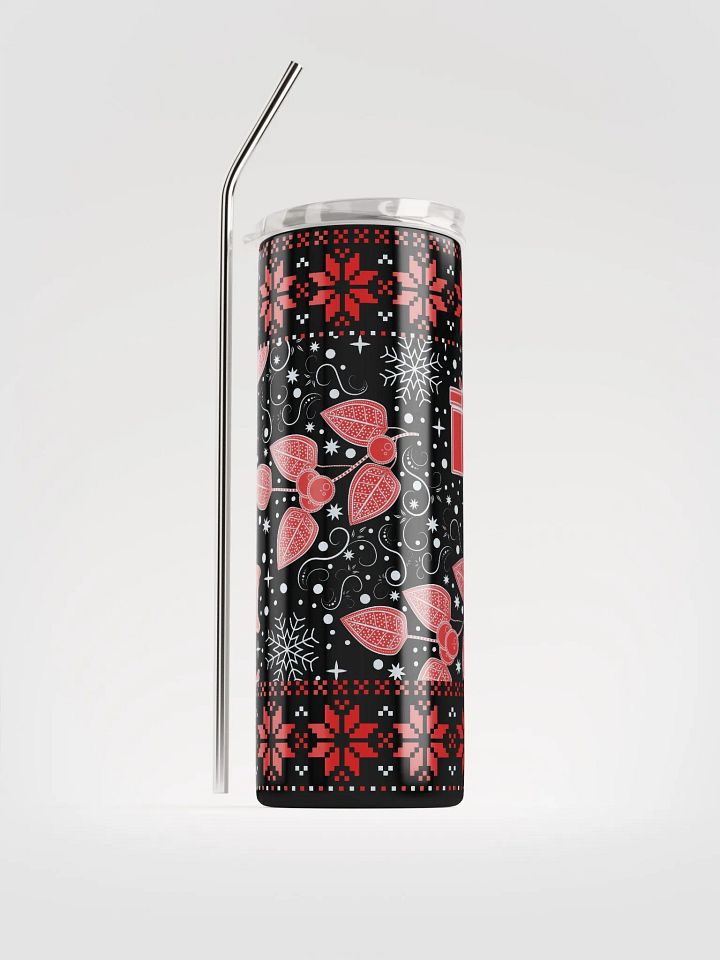 Festive Holiday Floral Tumbler with Snowflake Design