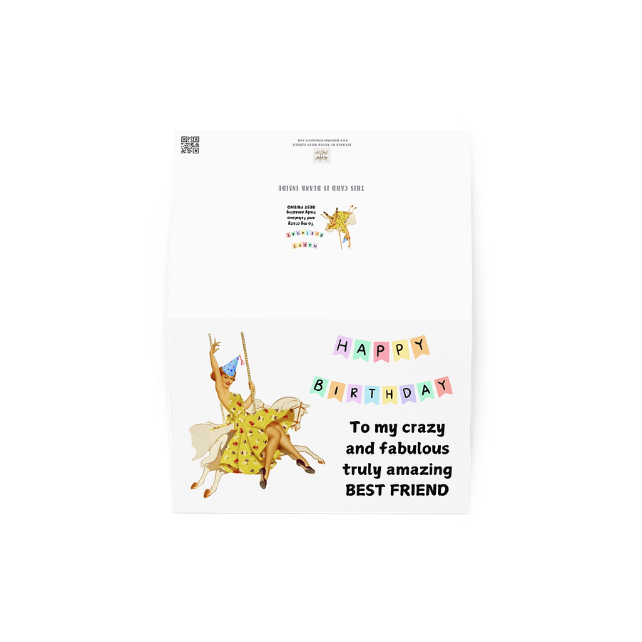 Best Friend Retro Girl on a Carousel Horse Birthday Card product image (3)