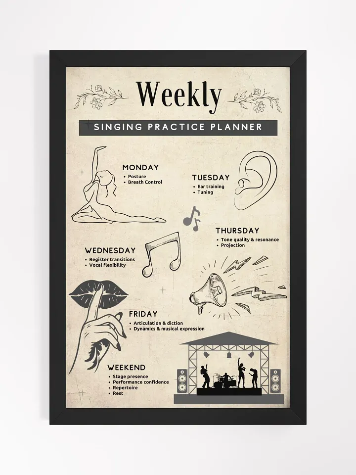 Framed Singing Practice Planner 12'' x 18'' product image (1)