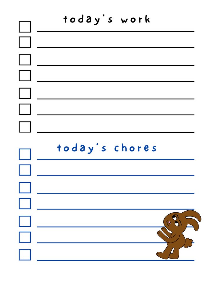 Cute Cartoon Bunny Hugs Laminated To Do List with Dry Erase Marker product image (2)