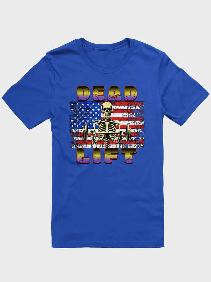 Dead Lift Weightlifting Skeleton Patriotic T-Shirt product image (1)