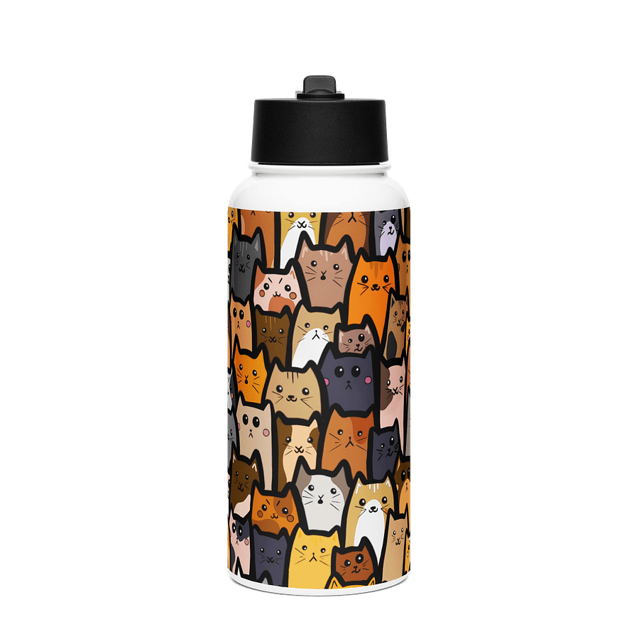 "Cats" Water Bottle With Screw Top And Straw product image (1)