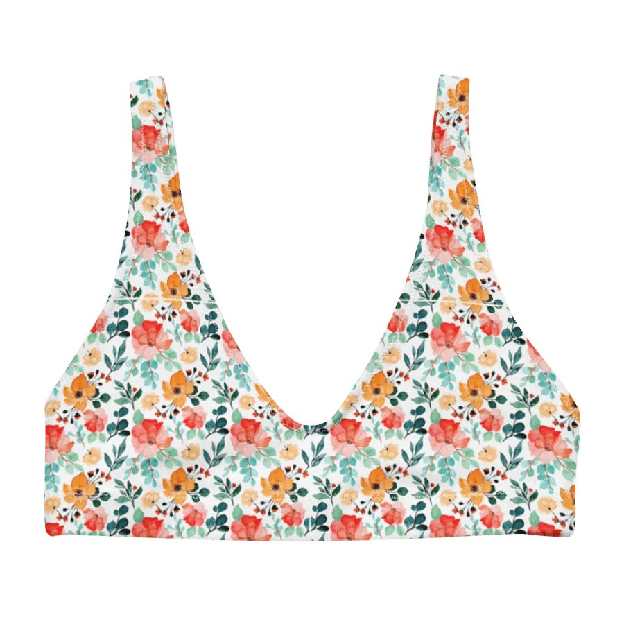 Watercolour Floral Pattern Padded Bikini Top - V1 product image (4)