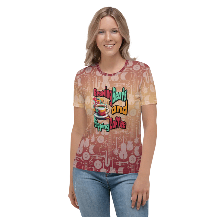 Brewing Beats and Sipping Coffee All Over Print T-shirt product image (2)