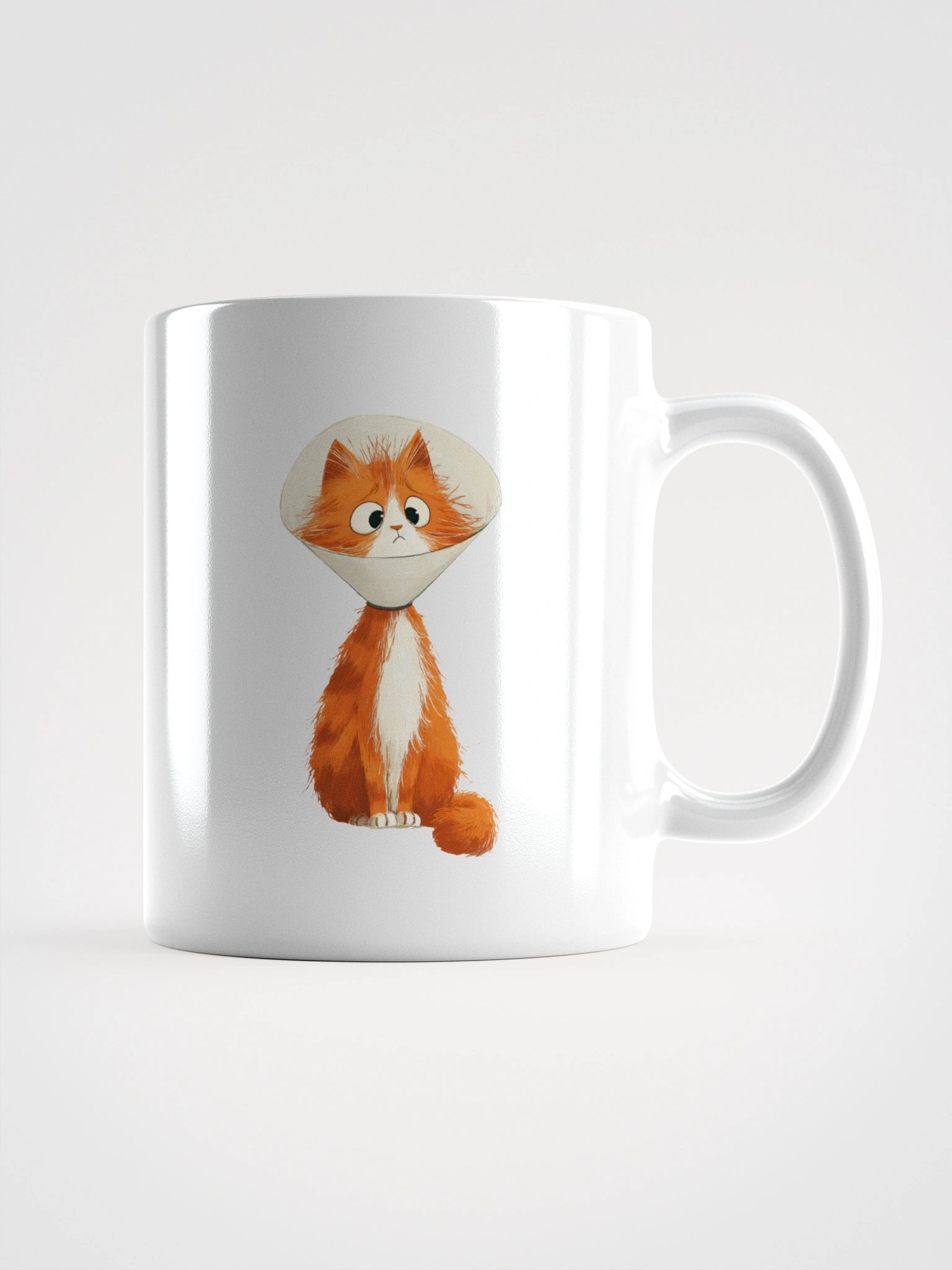 Cute Funny Orange and White Calico Cat Wearing a Vet's Cone Around it's Neck product image (1)
