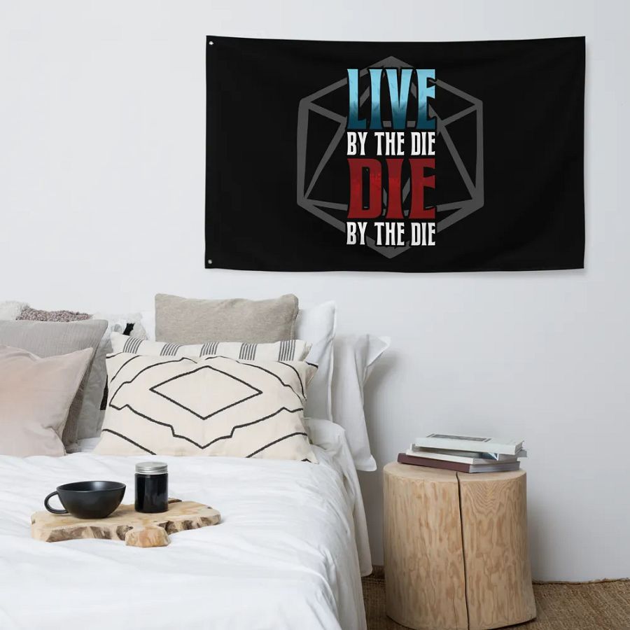 Live by the Die, Die by the Die Horizontal Flag (Black) product image (4)