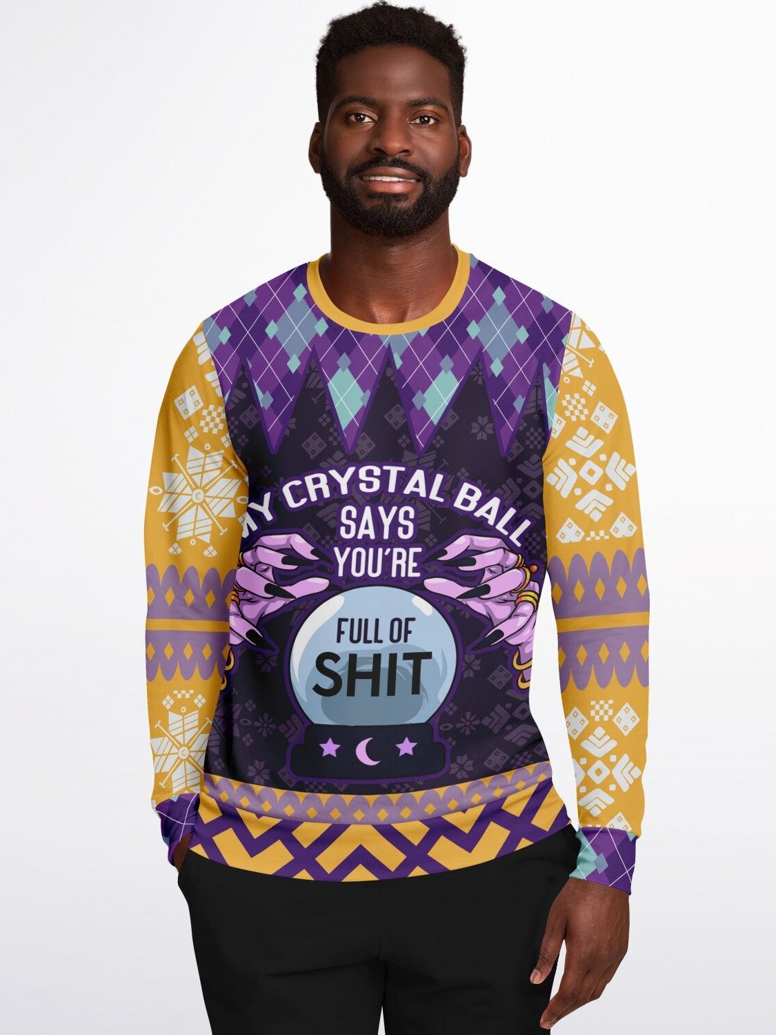 Crystal Ball Sarcastic Sweatshirt | Purple Magic Holiday Sweater | Mystic Fortune Teller Party Outfit | Funny Witchy Gothic Gift product image (7)