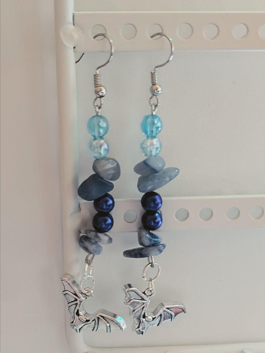 Sodalite Bat Earrings! product image (3)