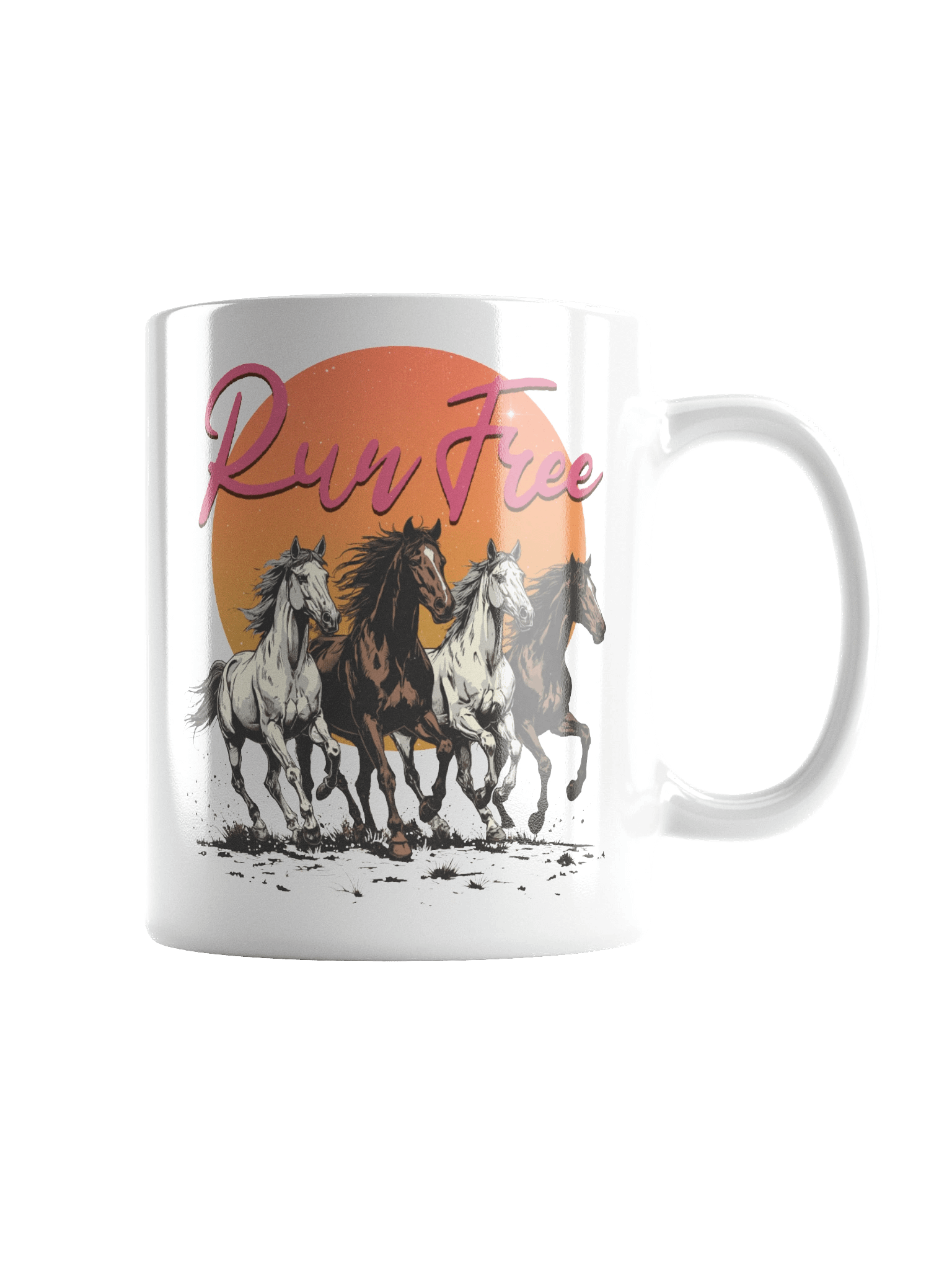 The "Run Free" Retro Horses Mug product image (3)