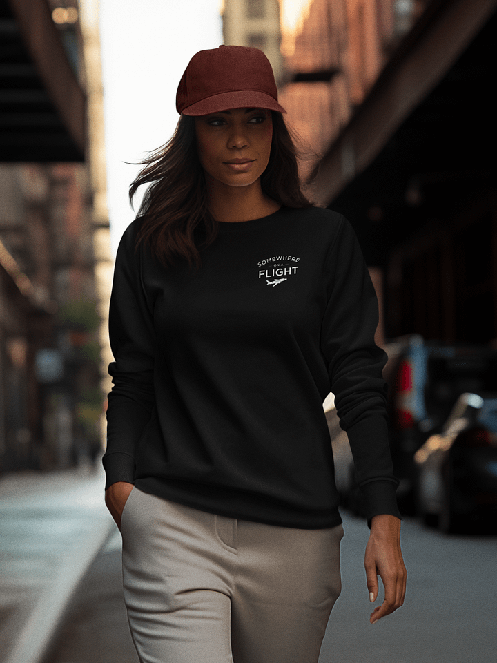 Somewhere on a Flight Embroidered Crew Neck Sweatshirt product image (6)