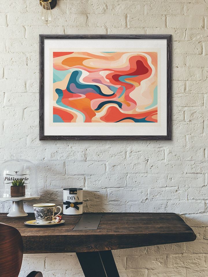 Soothing Abstract Wavy Patterns Poster, Warm Tones Modern Art Print, Flowing Shapes Wall Art for Relaxing Home and Spa Decor product image (2)