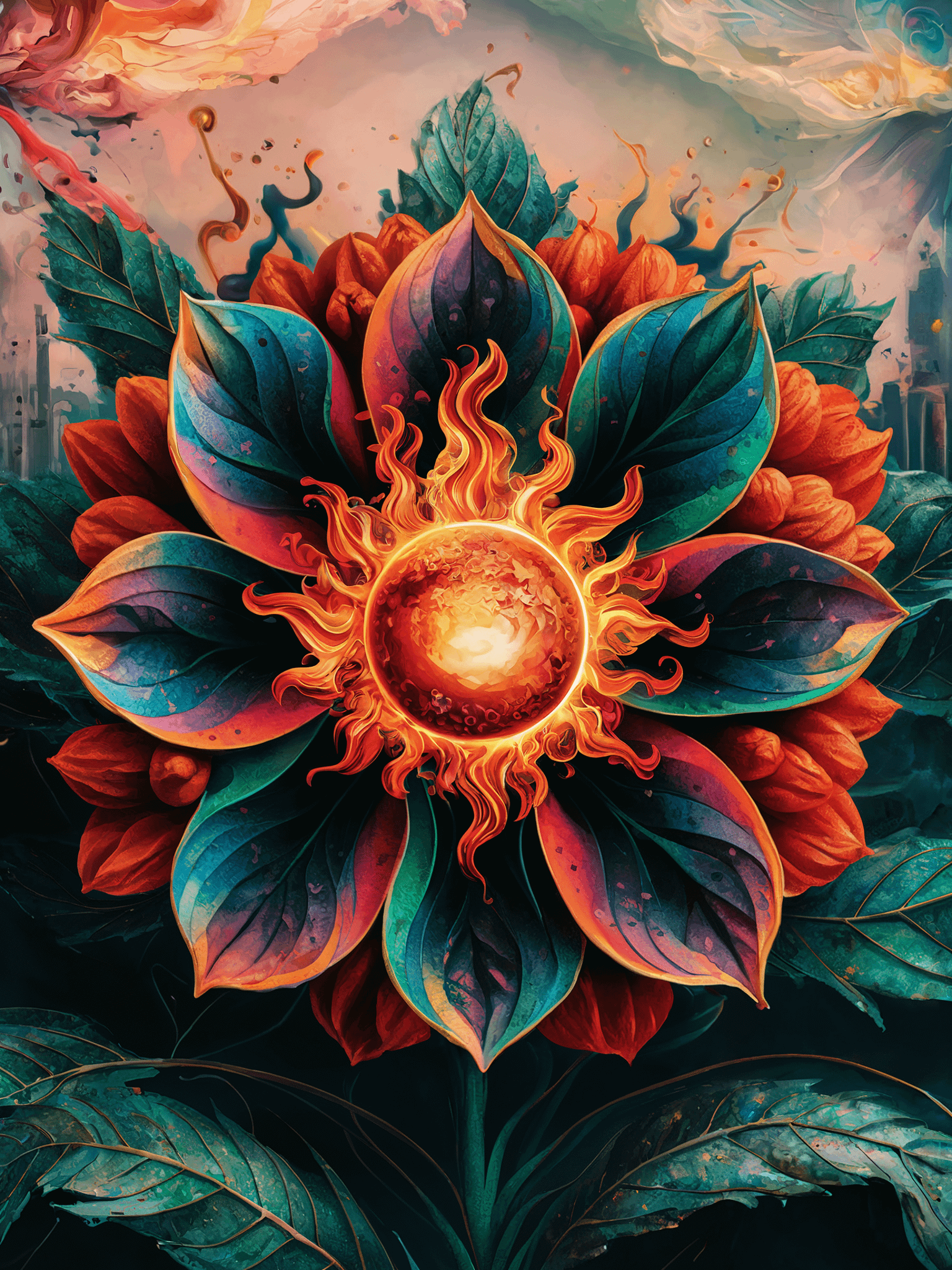 Stellar Sunflower Poster – Surreal Cosmic Bloom Wall Art product image (1)
