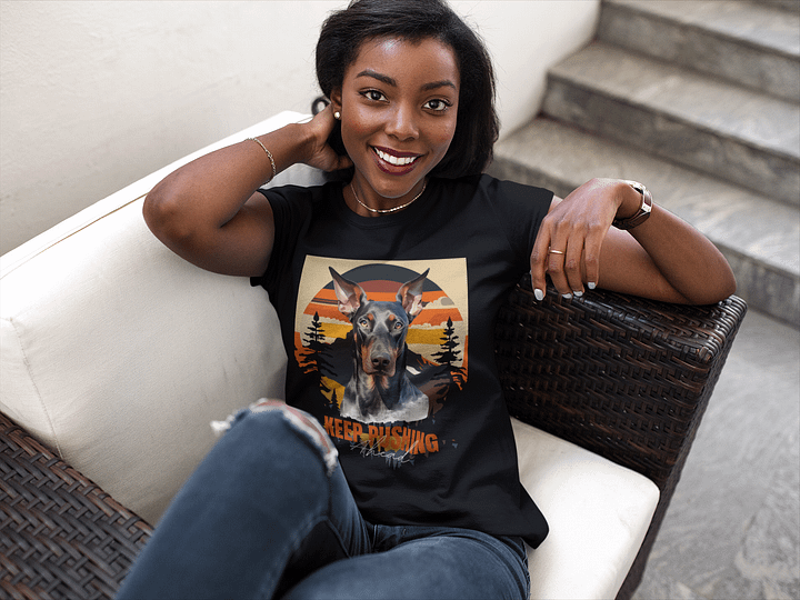 Keep Pushing Ahead Doberman Regular Fit T-shirt product image (1)