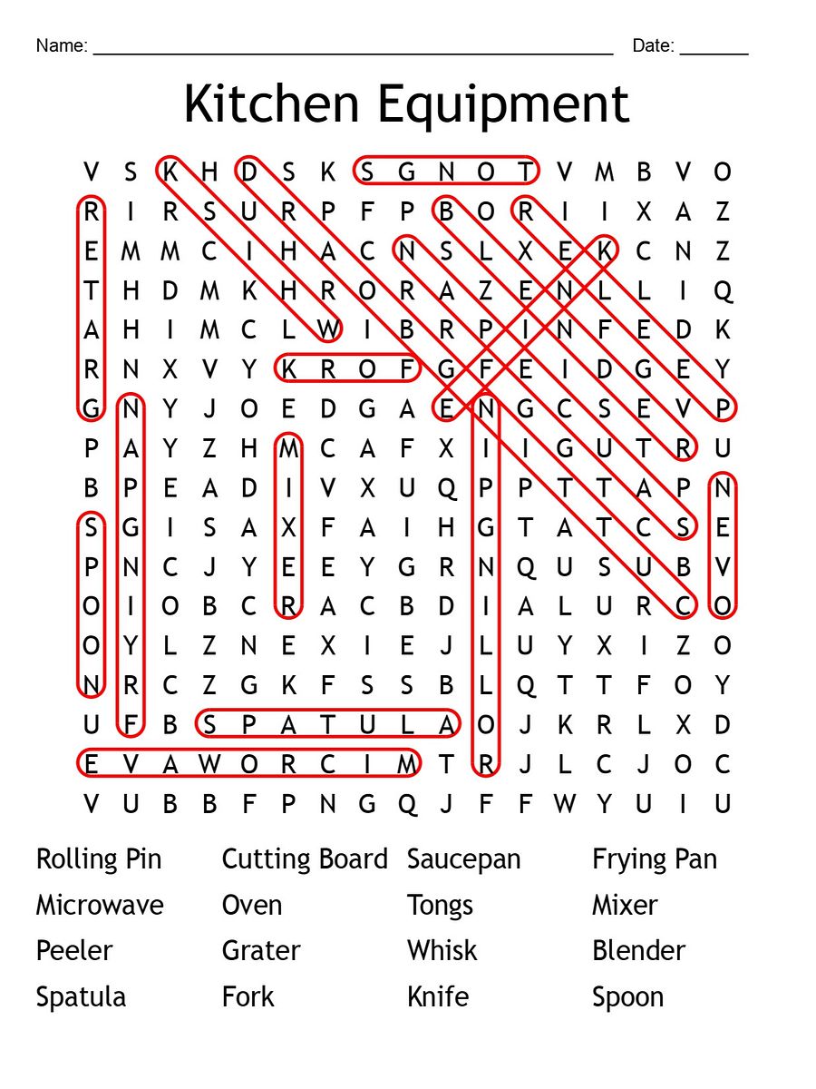 Printable Kitchen Equipment Word Search Puzzle product image (2)
