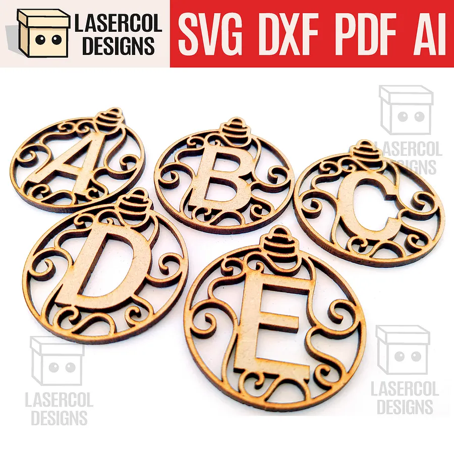 Monogram Christmas Ornament - Laser Cut Files product image (1)