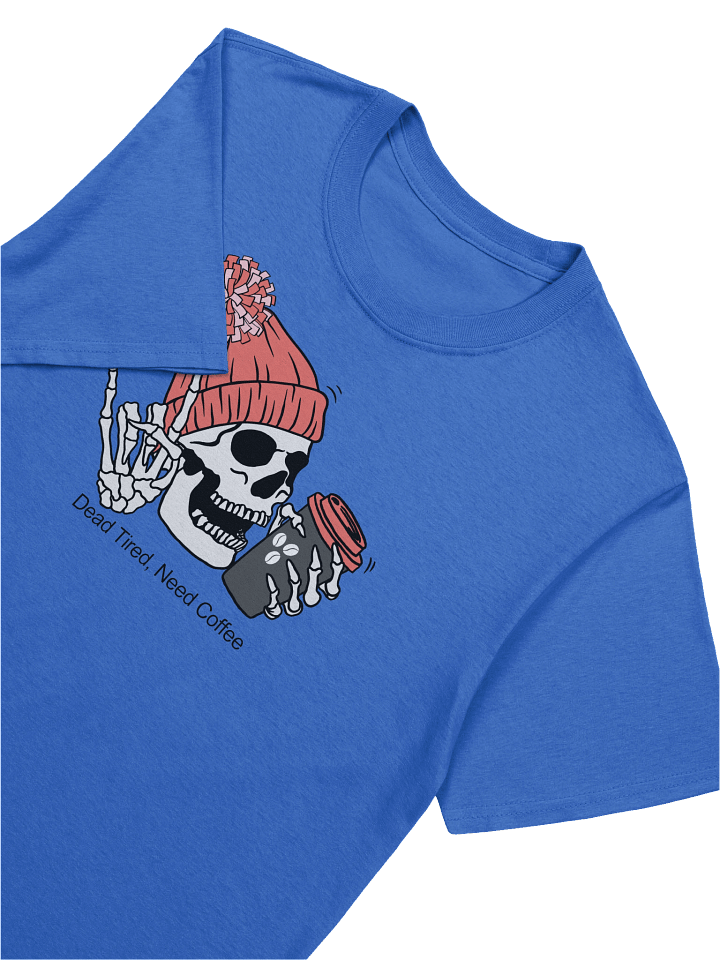 Rosey “Dead Tired, Need Coffee.” Skeleton Tee – Unisex Softstyle Coffee Lover shirt product image (1)