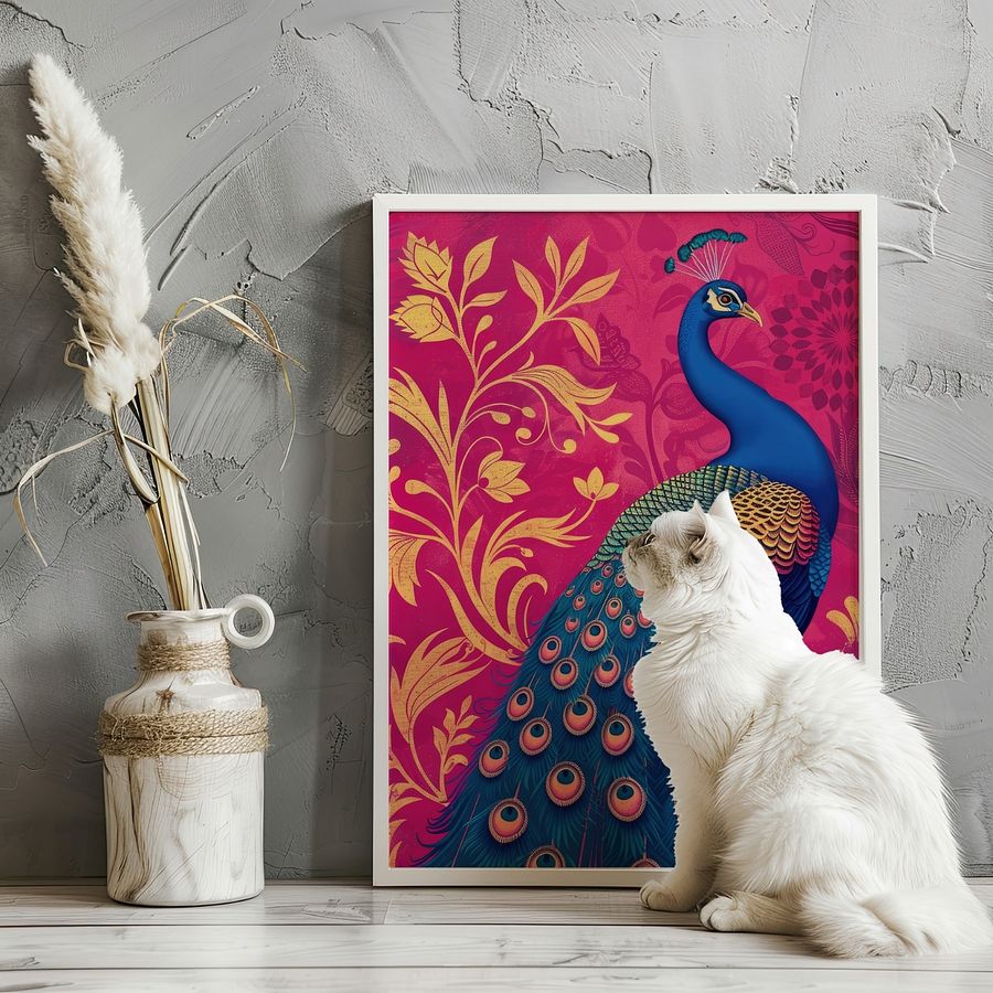 Art Nouveau Peacock on Fuchsia product image (4)