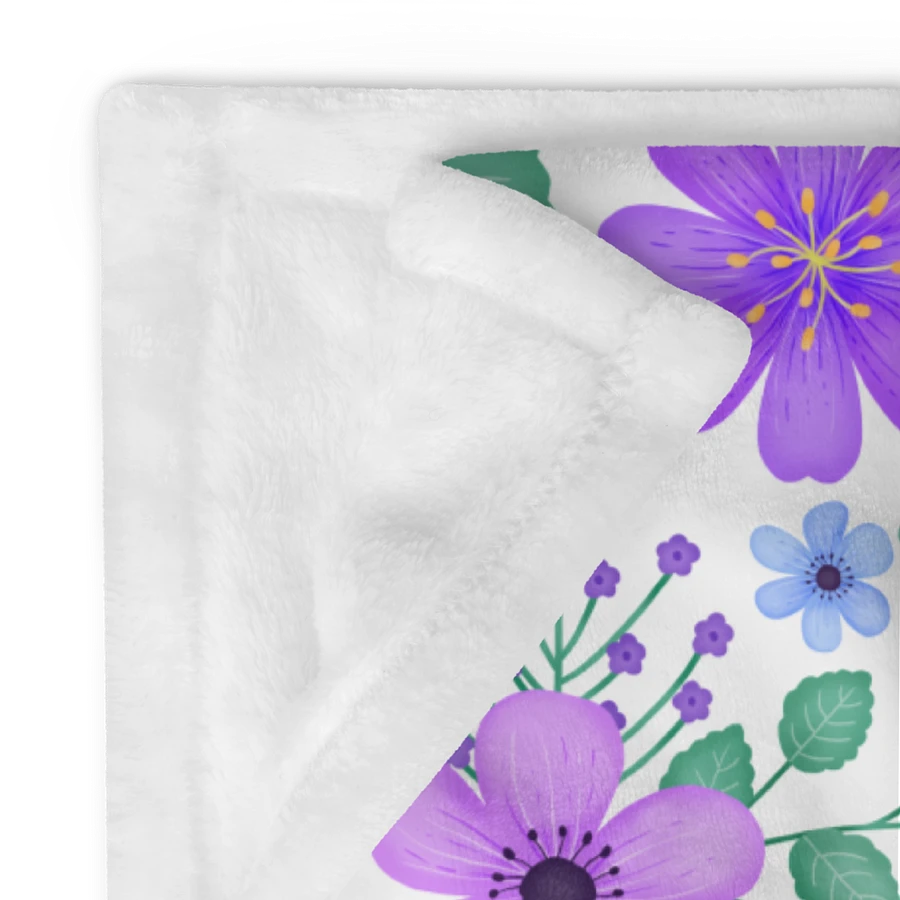 Vibrant Floral Blooms Blue Mauve Purple Blanket - White product image (12)