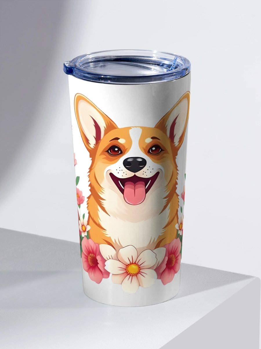Floral Corgi Dog 20oz Stainless Steel Tumbler product image (2)