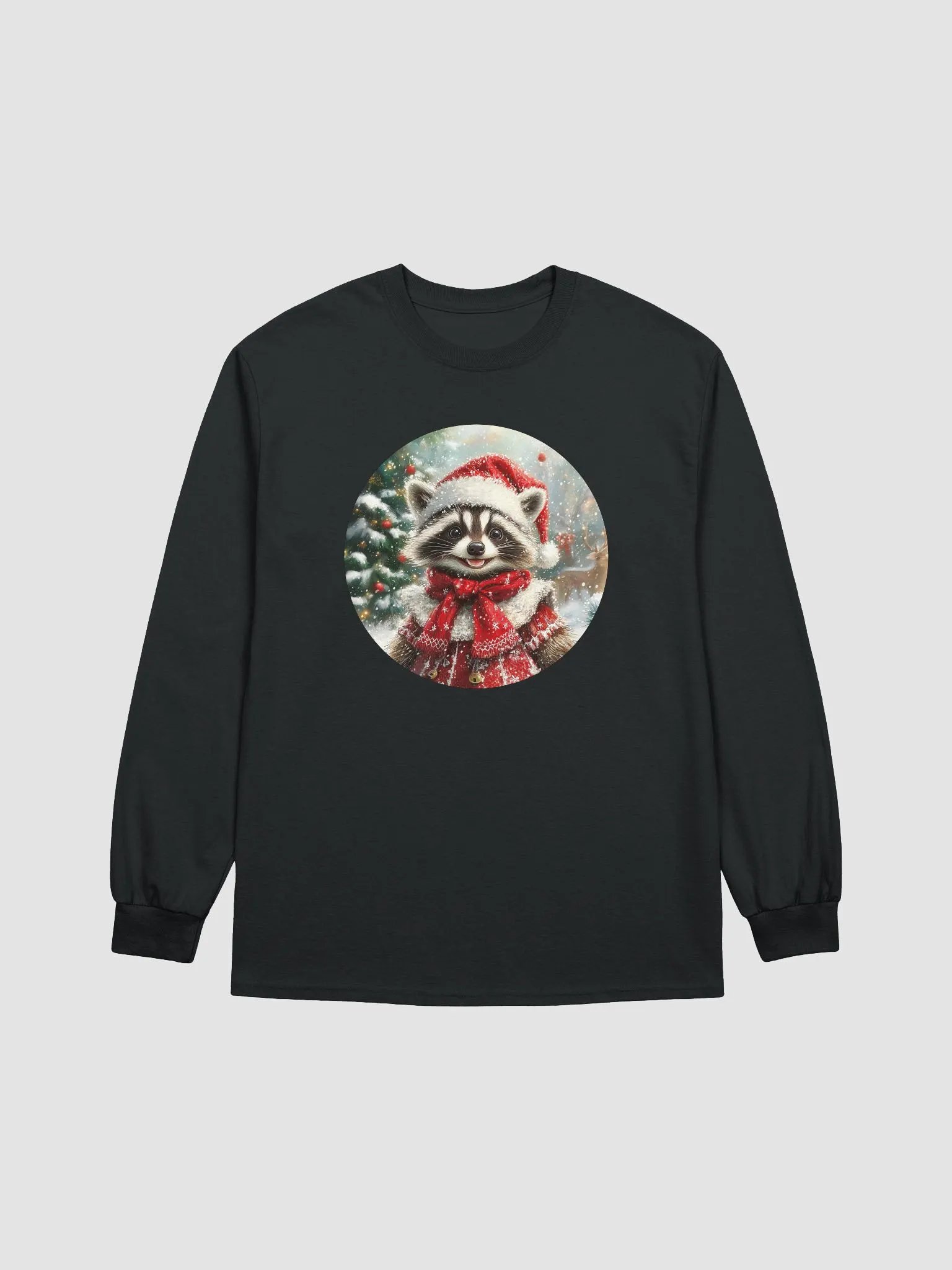 Festive Raccoon Santa Long Sleeve Tee product image (13)