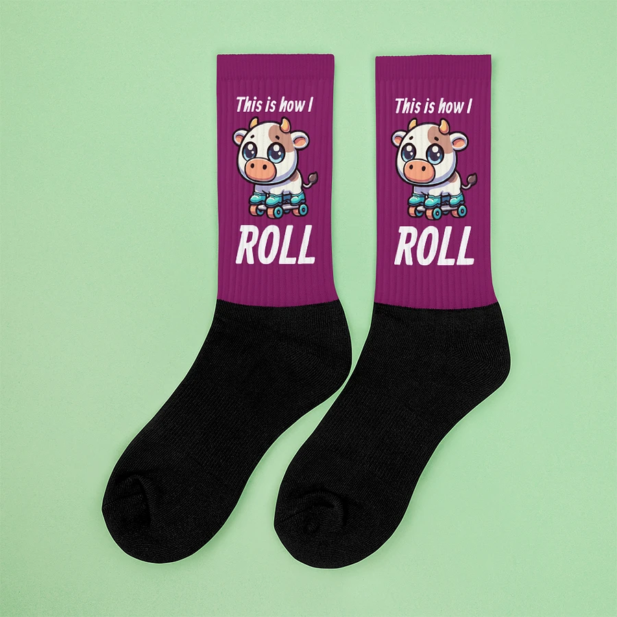 Rollerblading Cow Funny Socks product image (6)
