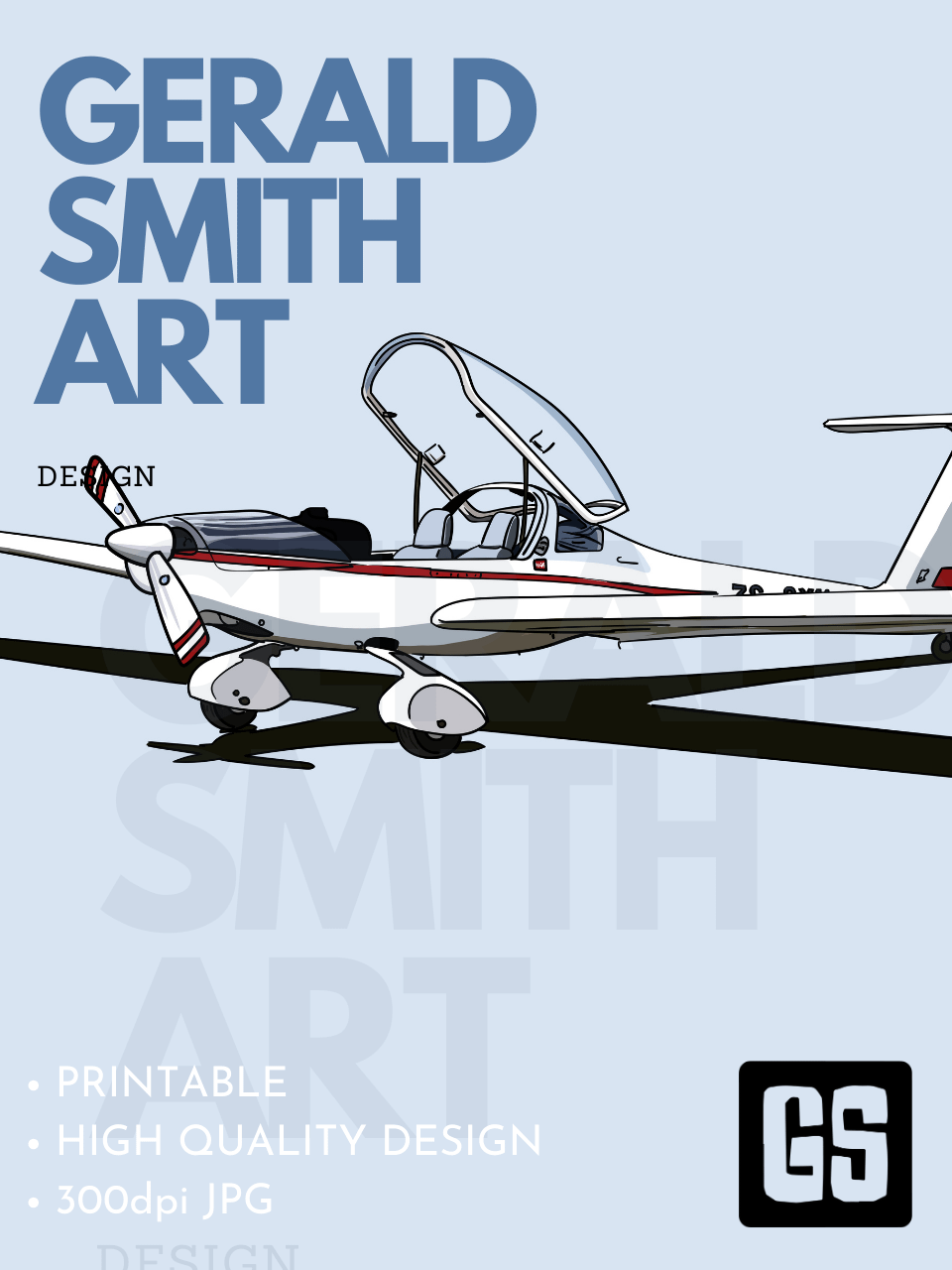 Hoffman Dimona H36 Glider Digital Printable Art Aviation Gift with Blue Background product image (2)