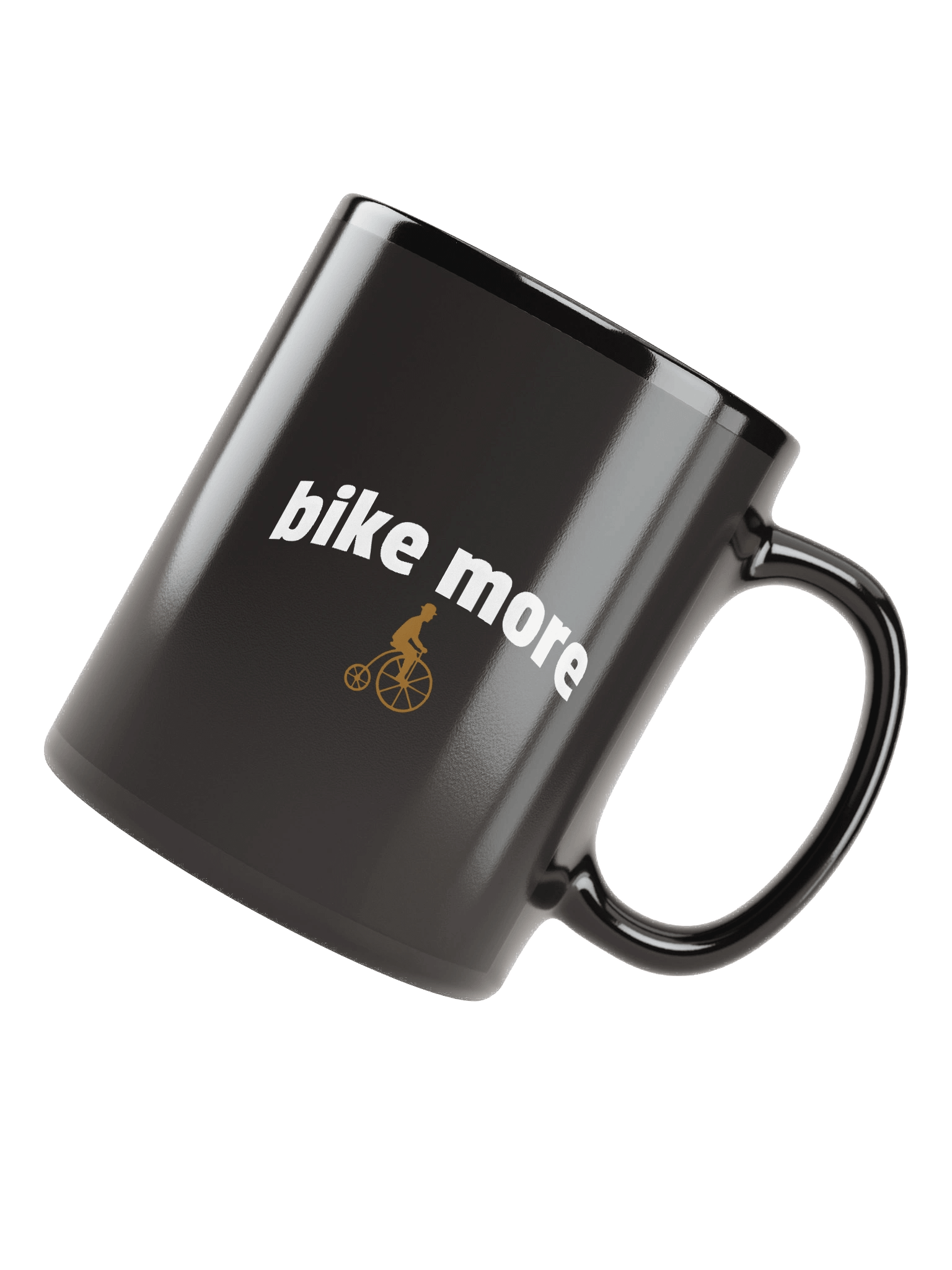 Bike More Black Coffee Mug with vintage penny-farthing bicycle icon product image (8)