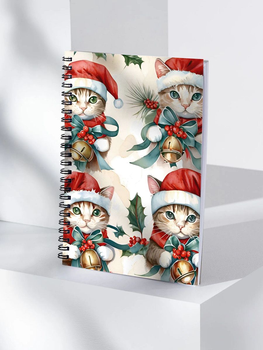 Festive Cats in Santa Hats Holiday Spiral Notebook product image (4)