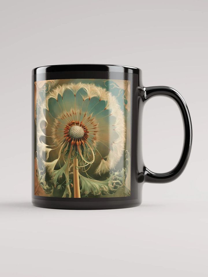 Art Nouveau Dandelion's Golden Seed Head Black Glossy Mug product image (1)