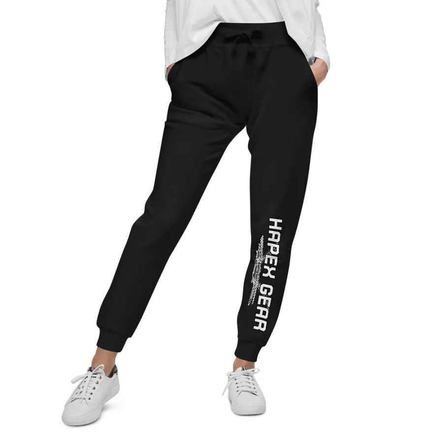 Unisex Fleece Joggers - White HApex Gear Black Logo product image (4)