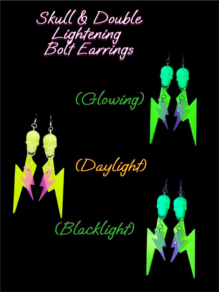 Resin Earrings - Skull/Lightening Bolt product image (2)