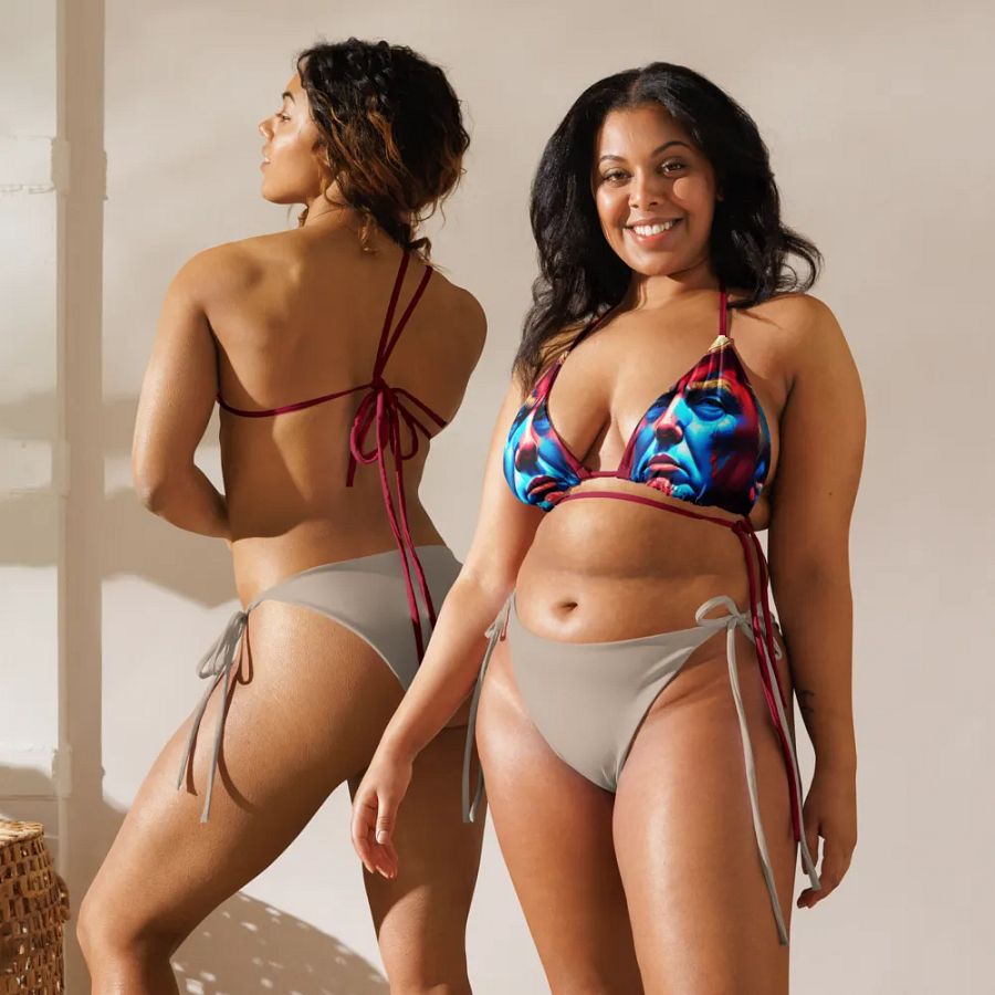 Blue and Red All-Over Bikini Top product image (5)