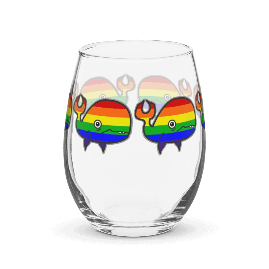 Rainbow Anxious but Proud Whale Stemless Wine Glass product image (2)