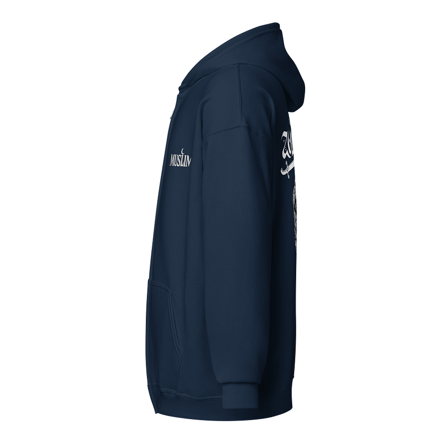 MUSLIM Signature Navy Zip Hoodie - UNISEX Embroidery product image (3)