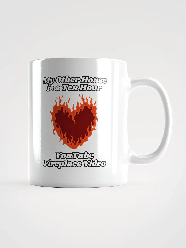Flaming Heart - My Other House is a Ten Hour YouTube Fireplace Video | White Glossy Mug product image (1)