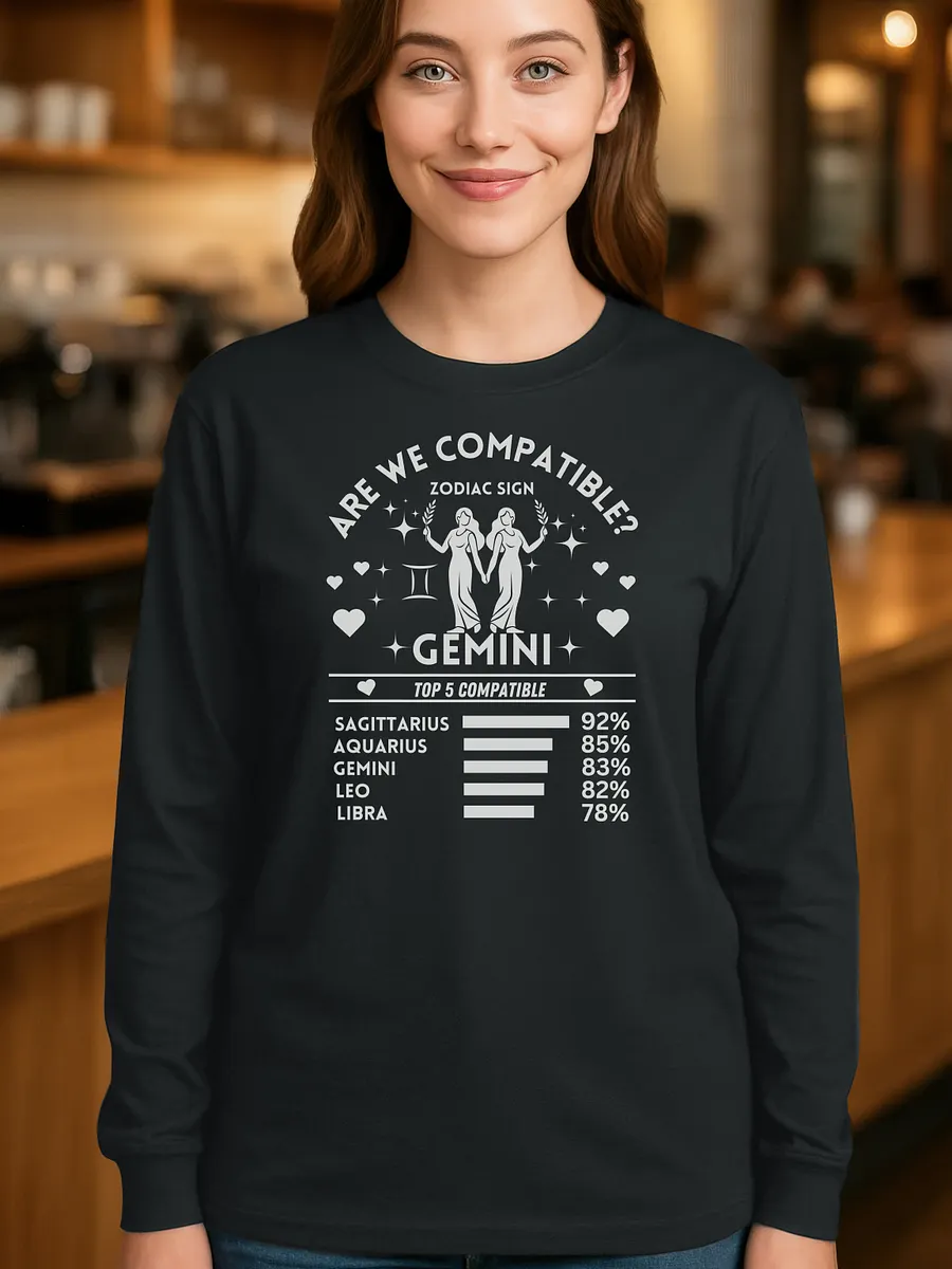 Gemini Zodiac Sign Romantic Compatibility - Gildan Ultra Cotton Unisex Long Sleeve T-Shirt - Dark Colors product image (1)