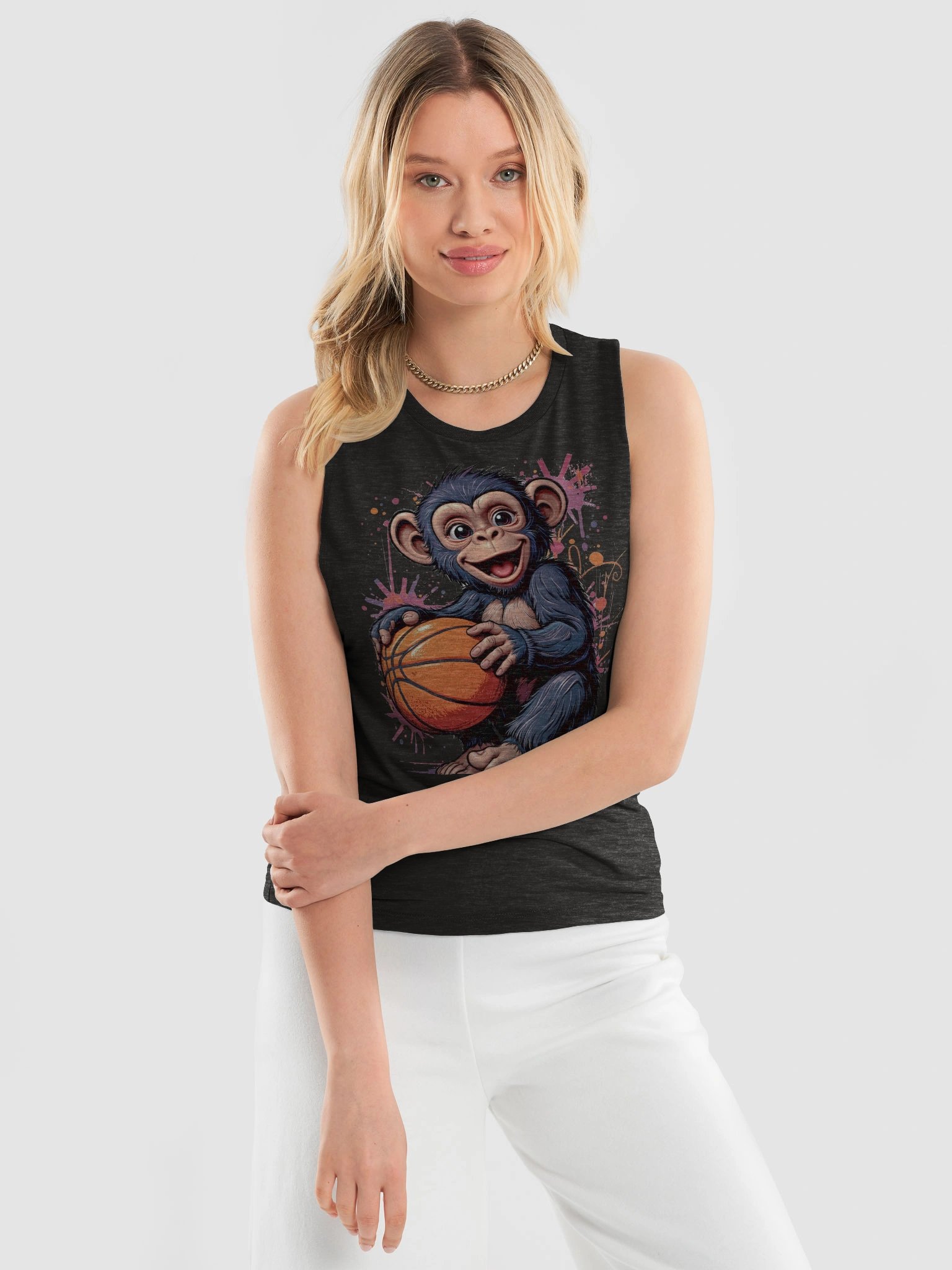 Playful Monkey Basketball Women's Tank product image (12)
