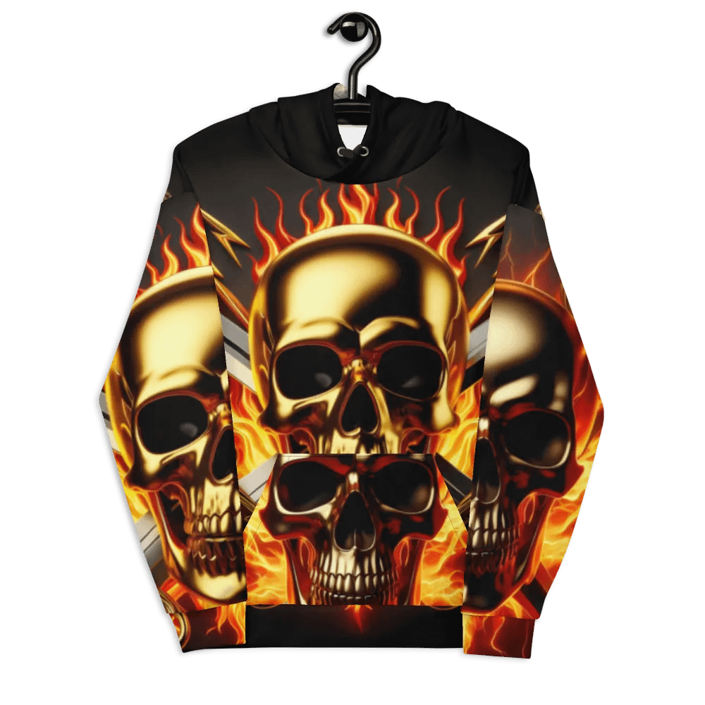 Golden Skull & Crossed Swords - Unisex Skull Hoodie #46 product image (7)