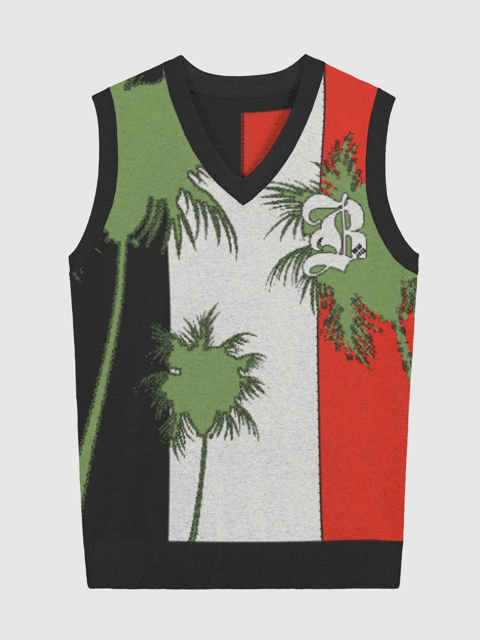 BPC TROPICAL KNITTED VIBE V-NECK VEST UNISEX product image (4)